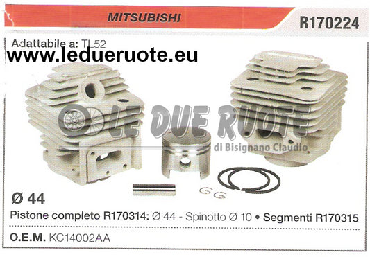 KC14002AA KIT CILINDRO E PISTONE MITSUBISHI TL52 DECESPUGLIATORE Ø 44 SPIN 10