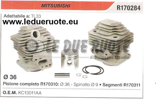 KC13011AA KIT CILINDRO E PISTONE MITSUBISHI TL36 DECESPUGLIATORE Ø 36 SPIN 9