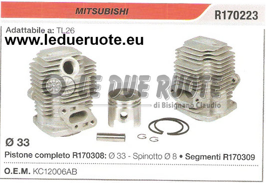 KC12006AB KIT CILINDRO E PISTONE MITSUBISHI TL26 DECESPUGLIATORE Ø 33 SPIN 8