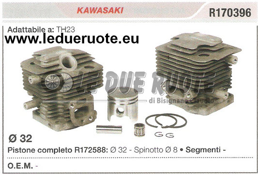 R170396 KIT CILINDRO E PISTONE KAWASAKI TH23 DECESPUGLIATORE Ø 32 SPINOTTO 8