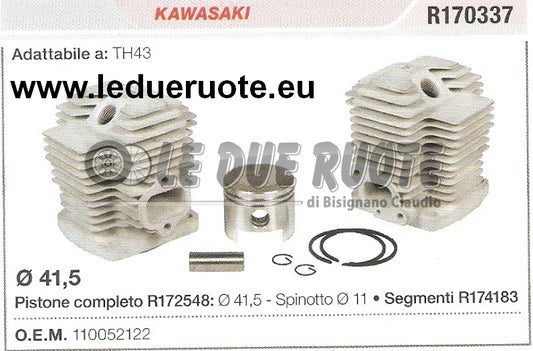 110052122 KIT CILINDRO E PISTONE KAWASAKI TH43 DECESPUGLIATORE Ø 41,5 SPIN 11
