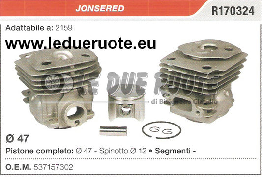 537157302 KIT CILINDRO E PISTONE JONSERED 2159 MOTOSEGA Ø 47 SPINOTTO 12