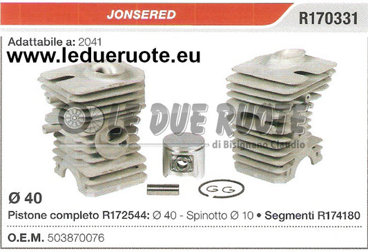 503870076 KIT CILINDRO E PISTONE JONSERED 2041 MOTOSEGA Ø 40 SPIN 10