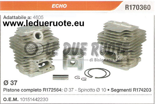 10151442230 KIT CILINDRO E PISTONE ECHO 4605 DECESPUGLIATORE Ø 37 SPIN 10