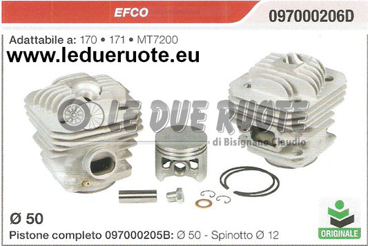 097000206D KIT CILINDRO E PISTONE EFCO 170 171 MOTOSEGA ORIGINALE Ø 50 SPIN 12
