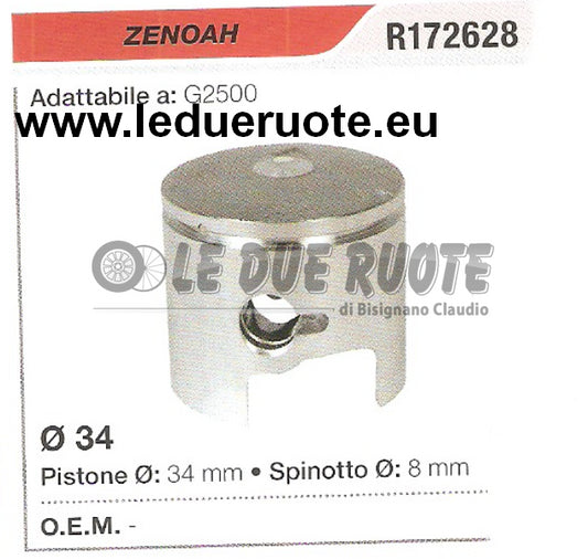 R172628 PISTONE COMPLETO ZENOAH G2500 MOTOSEGA Ø 34 SPINOTTO 8