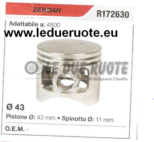 R172630 PISTONE COMPLETO ZENOAH 4500 MOTOSEGA Ø 43 SPINOTTO 11