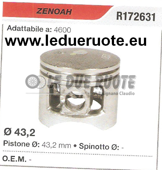 R172631 PISTONE COMPLETO ZENOAH 4600 MOTOSEGA DECESPUGLIATORE Ø 43,2
