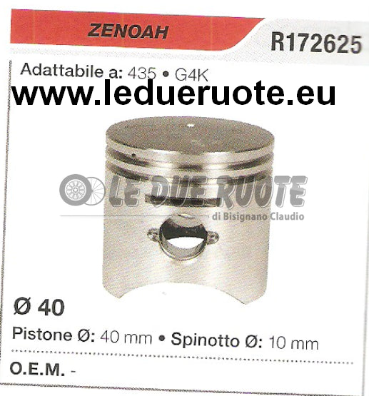 R172625 PISTONE COMPLETO ZENOAH 435 G4K MOTOSEGA  DECESPUGLIATORE Ø 39 SPIN 10