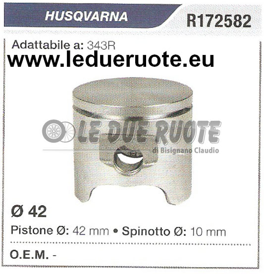 R172582 PISTONE COMPLETO HUSQVARNA 343R DECESPUGLIATORE  Ø 42 SPINOTTO 10