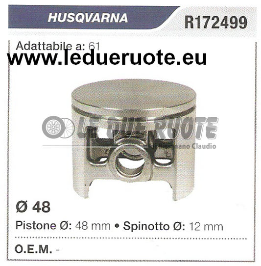 R172499 PISTONE COMPLETO HUSQVARNA 61 MOTOSEGA  Ø 48 SPINOTTO 12