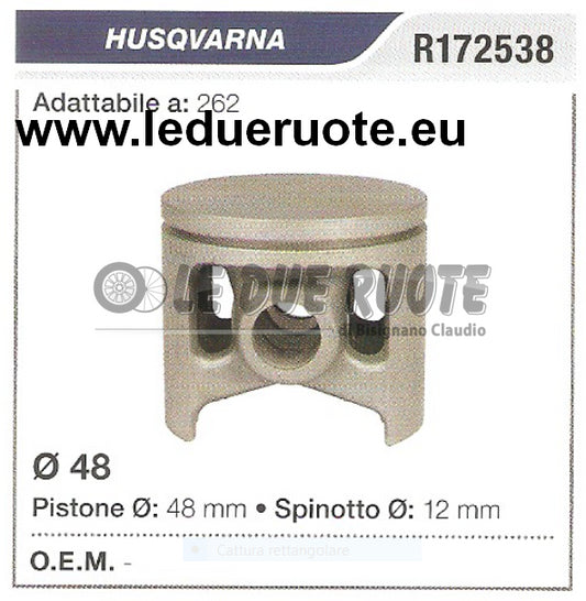 R172538 PISTONE COMPLETO HUSQVARNA 262 MOTOSEGA  Ø 48 SPINOTTO 12