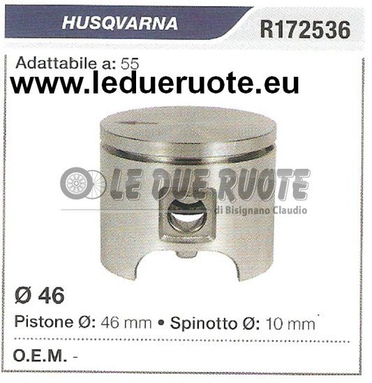 R172536 PISTONE COMPLETO HUSQVARNA 55 MOTOSEGA  Ø 46 SPINOTTO 10