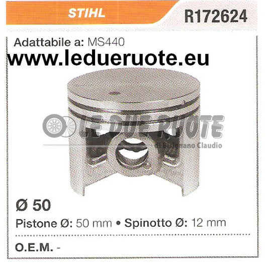 R172624 PISTONE COMPLETO STIHL MS440 MOTOSEGA Ø 50 SPINOTTO 12