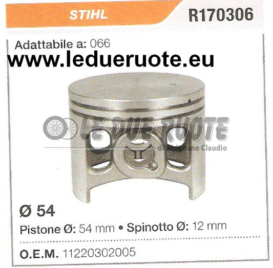 11220302005 PISTONE COMPLETO STIHL 066 MOTOSEGA Ø 54 SPINOTTO 12