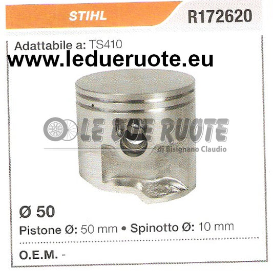 R172620 PISTONE COMPLETO STIHL TS410 MOTOSEGA Ø 50 SPINOTTO 10