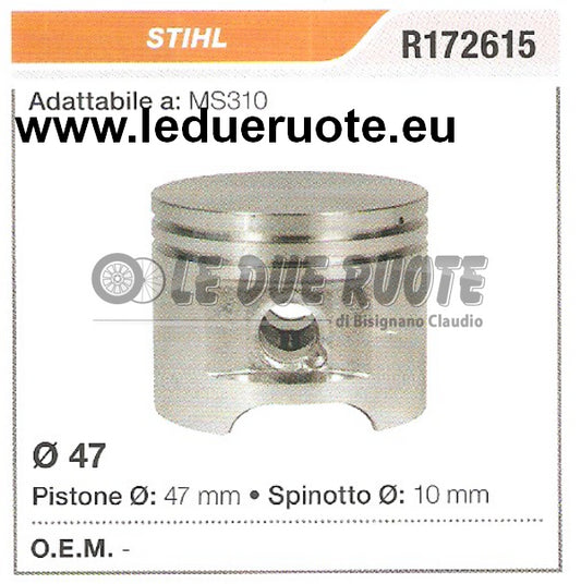 R172615 PISTONE COMPLETO STIHL MS310 MOTOSEGA Ø 47 SPINOTTO 10