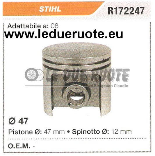 R172247 PISTONE COMPLETO STIHL 08 MOTOSEGA Ø 47 SPINOTTO 12