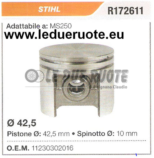 11230302016 PISTONE COMPLETO STIHL MS250 MOTOSEGA Ø 42,5 SPINOTTO 10