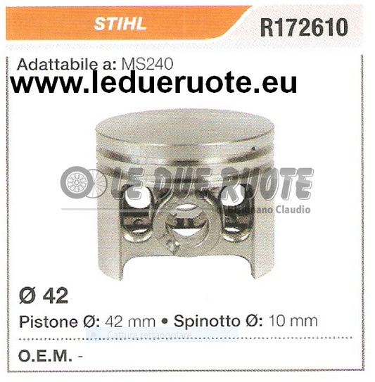 R172610 PISTONE COMPLETO STIHL MS240 MOTOSEGA Ø 42 SPINOTTO 10