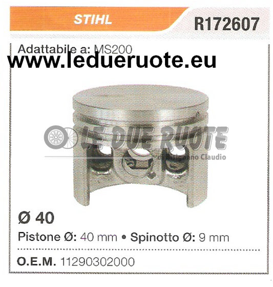 11290302000 PISTONE COMPLETO STIHL MS200 MOTOSEGA Ø 40 SPINOTTO 9
