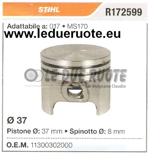 11300302000 PISTONE COMPLETO STIHL 017 MS170 MOTOSEGA Ø 37 SPINOTTO 8