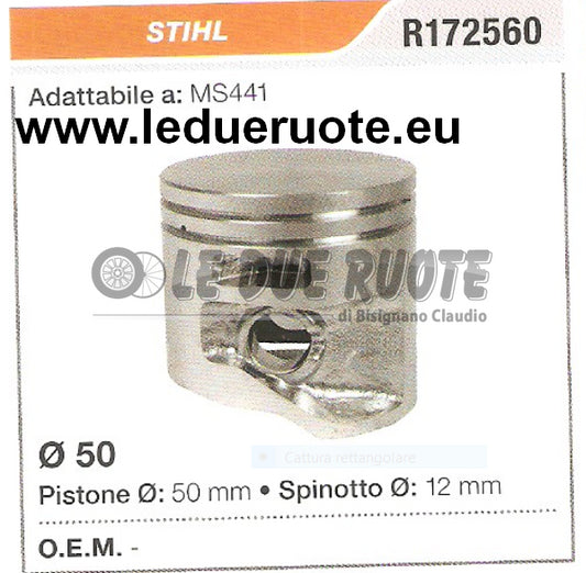 R172560 PISTONE COMPLETO STIHL MS441 MOTOSEGA Ø 50 SPINOTTO 12