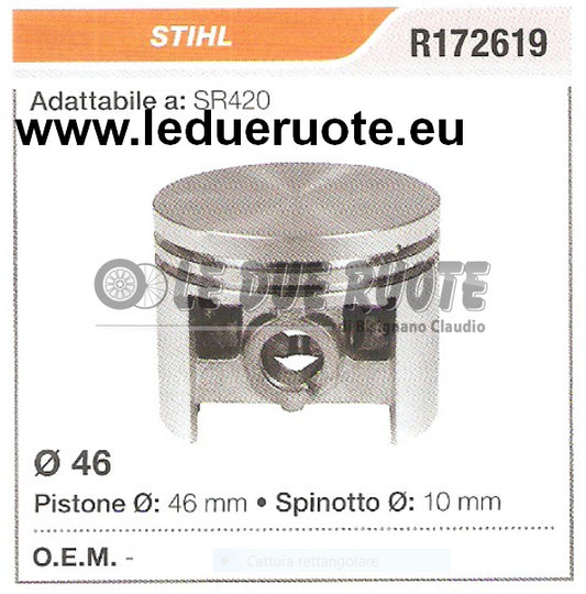 R172619 PISTONE COMPLETO STIHL SR420 MOTOSEGA DECESPUGLIATORE Ø 46 SPINOTTO 10