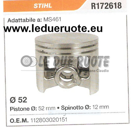 112803020151 PISTONE COMPLETO STIHL MS461 MOTOSEGA Ø 52 SPINOTTO 12