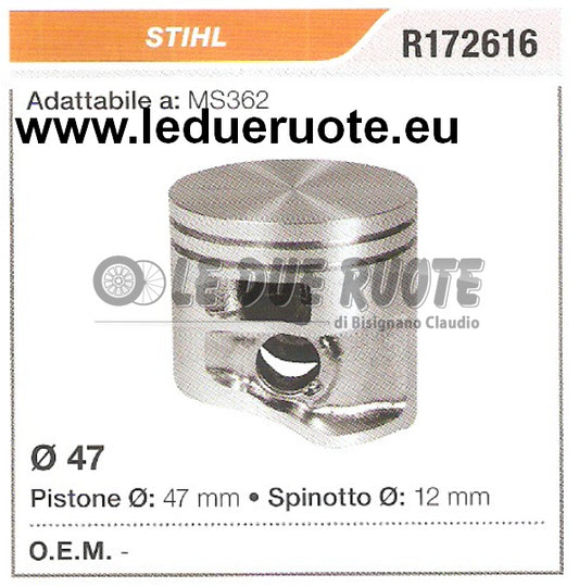 R172616 PISTONE COMPLETO STIHL MS362 MOTOSEGA Ø 47 SPINOTTO 12