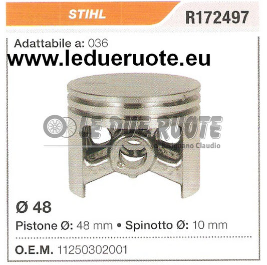 11250302001 PISTONE COMPLETO STIHL 036 MOTOSEGA Ø 48 SPINOTTO 10