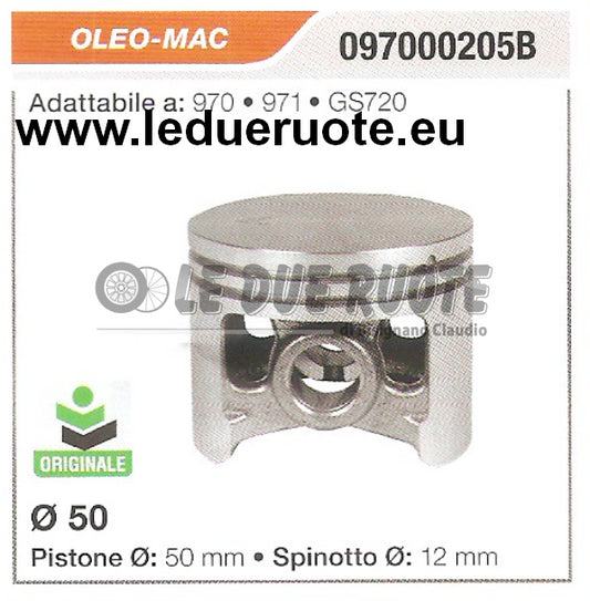 097000205B PISTONE COMPLETO OLEO MAC 970 971 GS720 ORIGINALE MOTOSEGA Ø 50