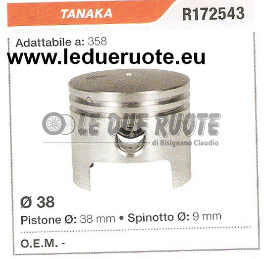 R172543 PISTONE COMPLETO TANAKA 358 DECESPUGLIATORE MOTOSEGA Ø 38 SPINOTTO 9