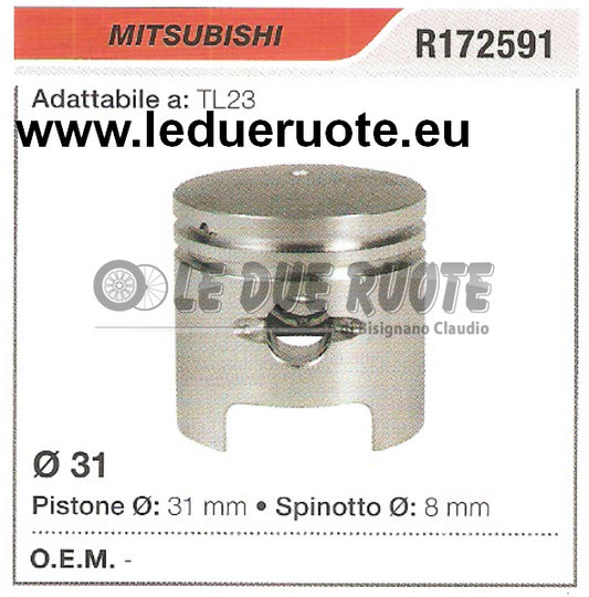 R172591 PISTONE COMPLETO MITSUBISHI TL23 DECESPUGLIATORE Ø 31 SPINOTTO 8