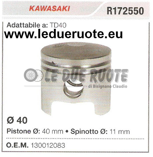130012083 PISTONE COMPLETO KAWASAKI TD40 DECESPUGLIATORE Ø 40 SPINOTTO 11