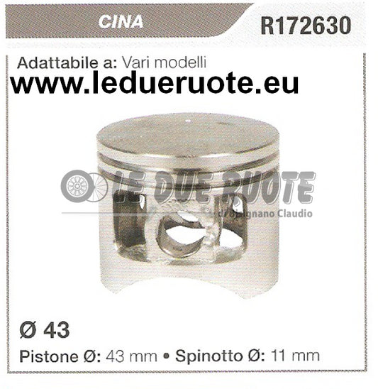 R172630 PISTONE COMPLETO CINESE VARI MODELLI MOTOSEGA DECESPUGLIATORE Ø 43