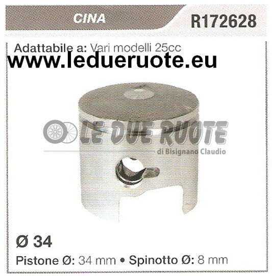R172628 PISTONE COMPLETO CINESE VARI MODELLI 25CC MOTOSEGA DECESPUGLIATORE Ø 34