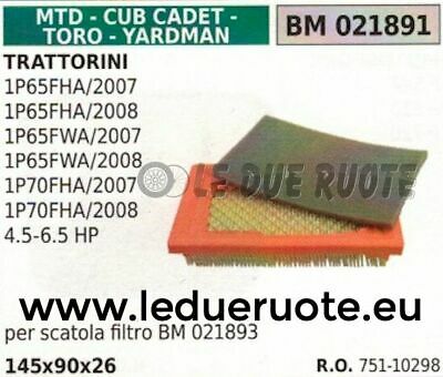 75110298 FILTRO ARIA TRATTORINO RASAERBA MTD CUB CADET TORO YARDMAN 1P65FWA