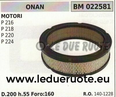 1401228 FILTRO ARIA COMPLETO MOTORE ONAN P 216 218 220 224 200x55x160