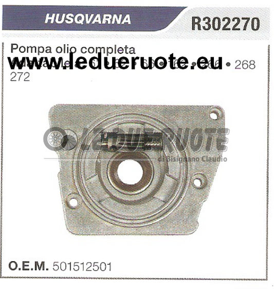 501512501 POMPA OLIO COMPLETA MOTOSEGA HUSQVARNA 66 162 266 ALTA QUALITÀ