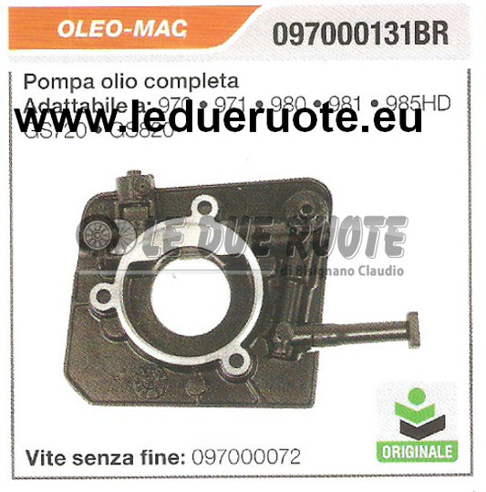 097000131BR POMPA OLIO MOTOSEGA OLEO MAC GS720 GS820 980 981 HQ ORIGINALE