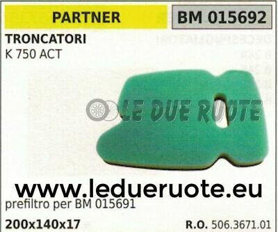 506367101 SPUGNA FILTRO ARIA TRONCATORE TRONCATRICE PARTNER K 750 ACT 200x140x17