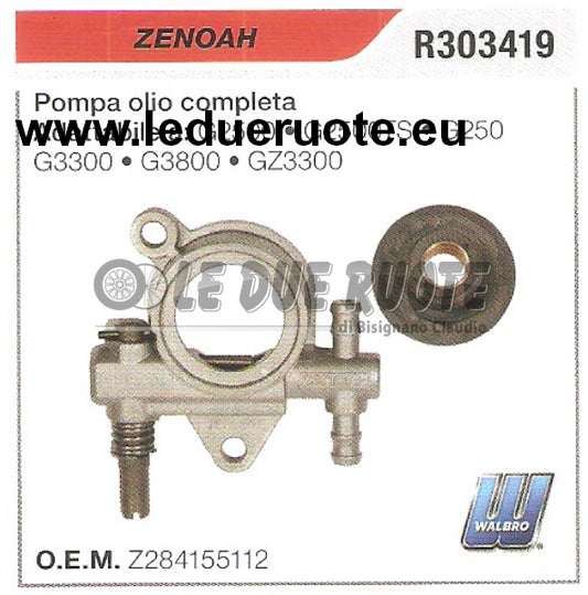 Z284155112 POMPA OLIO COMPLETA MOTOSEGA ZENOAH G3300 G3800 GZ3300 ALTA QUALITÀ