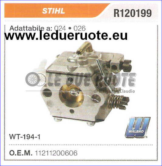 11211200606 CARBURATORE A MEMBRANA WT - 194 - 1 STIHL 024 026