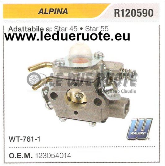 123054014 CARBURATORE A MEMBRANA WT - 761 - 1 ALPINA STAR 45 STAR 55 WALBRO