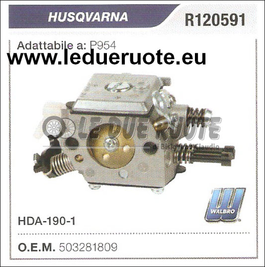 503281809 CARBURATORE A MEMBRANA HDA - 190 - 1 HUSQVARNA P954