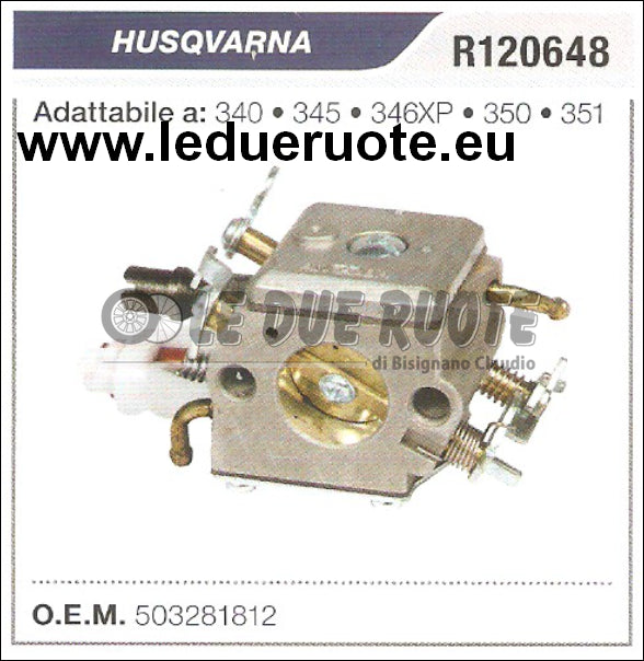 503281812 CARBURATORE A MEMBRANA HUSQVARNA 340 345 346XP 350 351