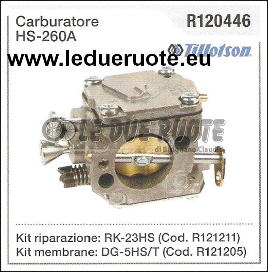 R120446 CARBURATORE A MEMBRANA HS - 260A TILLOTSON