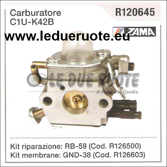 R120645 CARBURATORE A MEMBRANA C1U - K42B ZAMA
