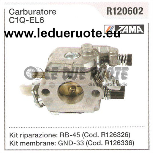R120602 CARBURATORE A MEMBRANA C1Q - EL6 ZAMA